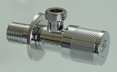 Кран угловой с отр. 1/2 х 1/2 нерж,хром (КРУГ.) ViEiR  (100/1шт)