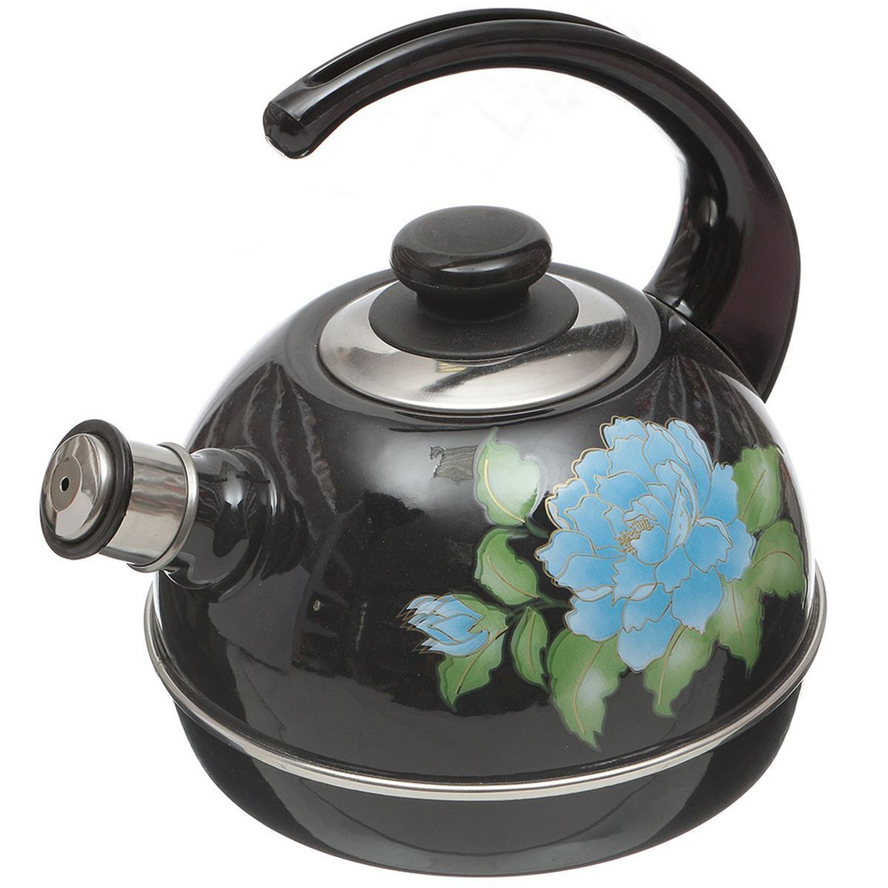 Чайник сталь, эмал, 3.5 л, свист, руч консоль, Рубин, С1602, чер, T04/35/02/01/ 13/ 14/ 27