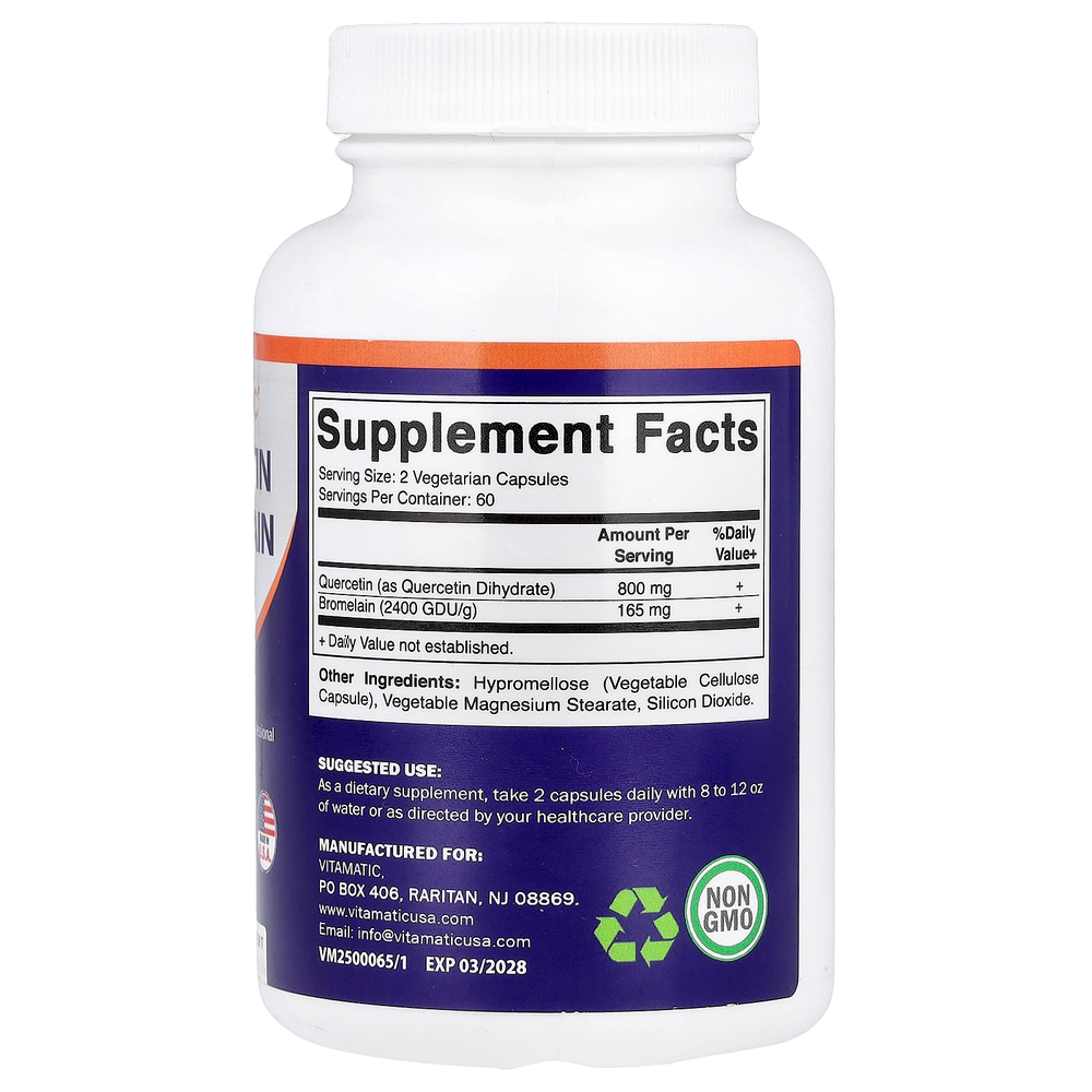 Vitamatic, кверцетин и бромелаин, 120 вегетарианских капсул