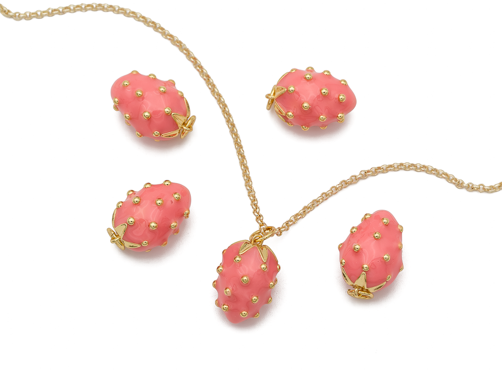 Подвеска Клубничка 17мм, эмаль