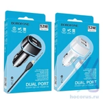 Автомобильное зарядное устройство Borofone BZ14 12W 2.4A 2xUSB + кабель Lightning White