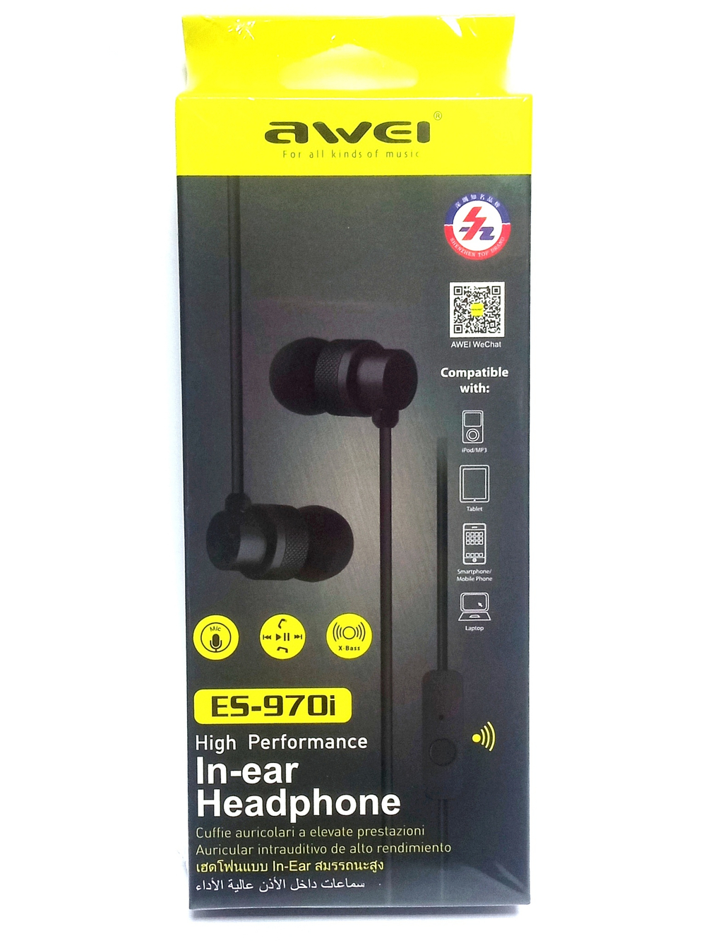 Наушники проводные с микрофоном + пульт Awei ES-970i