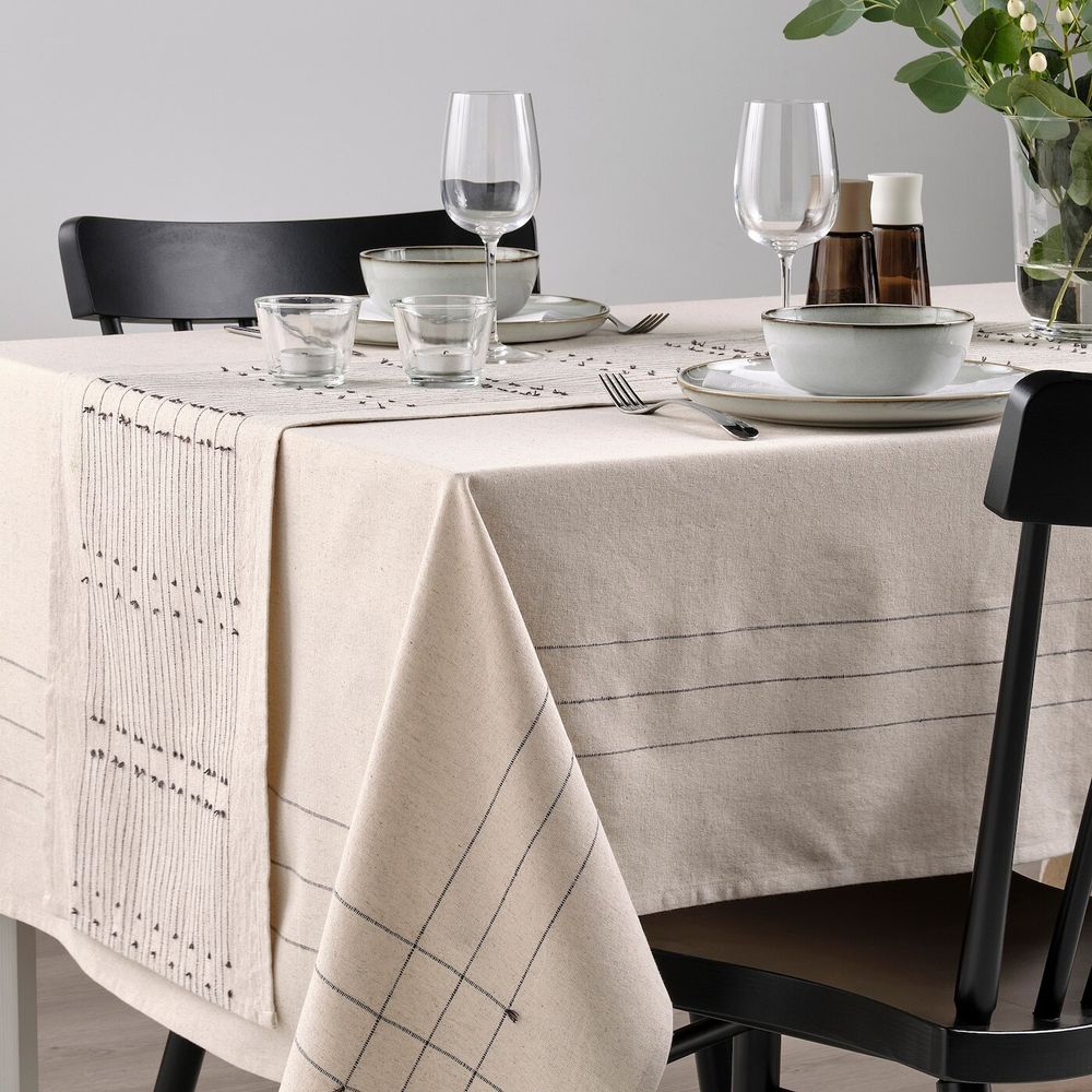 IKEA VÅRARV  (ИКЕА ВÅРАРВ)  -  Бегунок, темно-серый/натуральный, 35x150 см