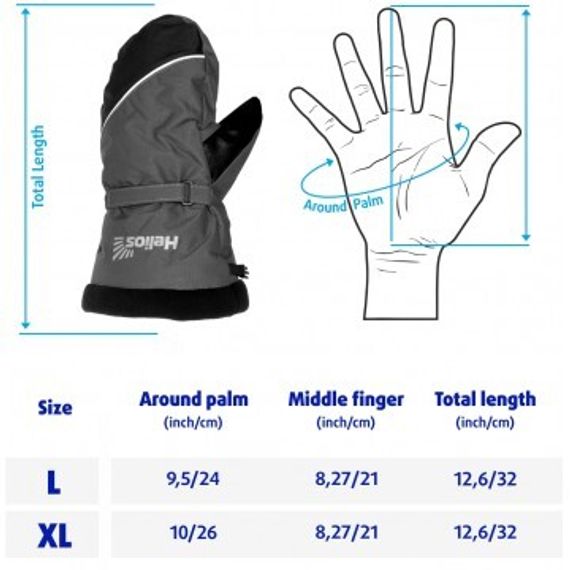 Рукавицы Helios Nord, Мембрана , Цвет Черно-Серый, размер L