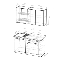 Кухонный гарнитур Ольга мини 1 1000 мм (Латте/Карамель/Белый, Аламбра темная)