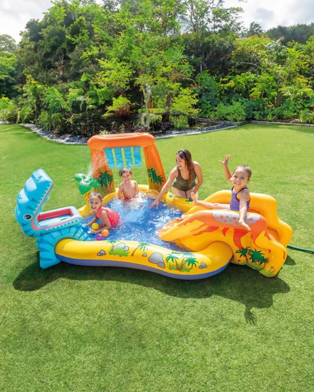 Игровой центр «Динозавр», с распылителем, 249х191х109 см, от 3 лет 57444NP/134438 (Intex)