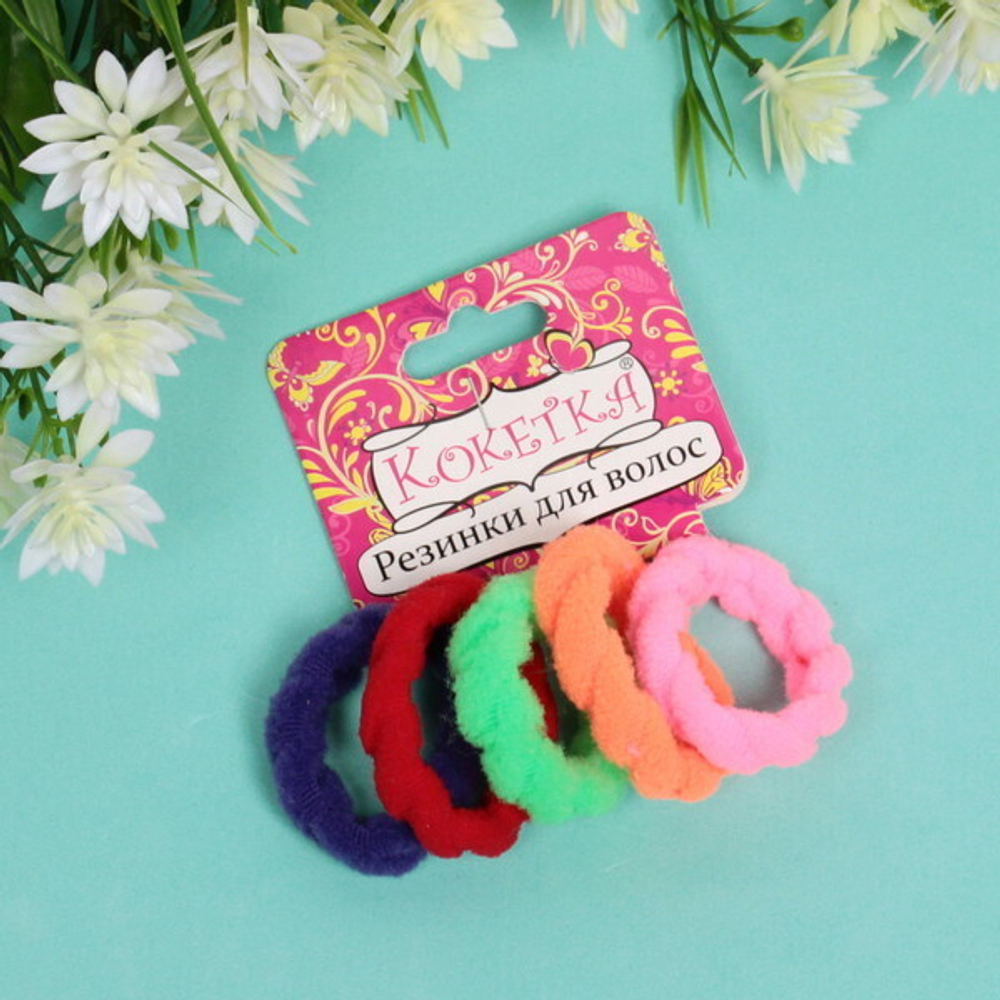 Резинки для волос 5шт «Collection Krasa - Kosa», микс 6 цветов, d-3,5см