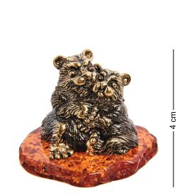 Народные промыслы AM-3037 Фигурка «Медведи» (латунь, янтарь)