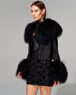 Юбка длины мини из премиального твида с вышивкой