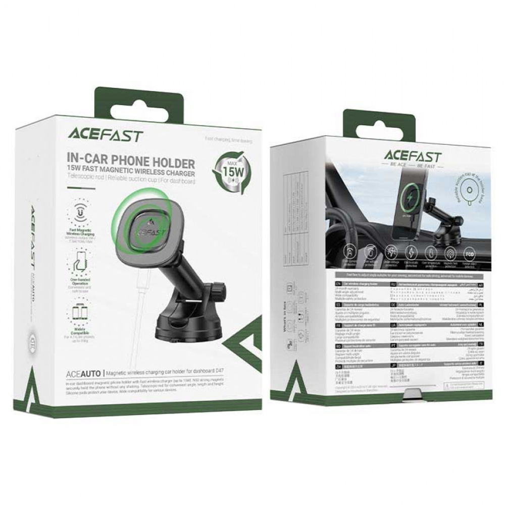 Автомобильный держатель для телефона ACEFAST D47 Wireless (черный) magnetic