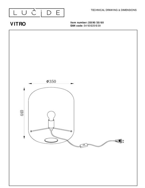 Настольная лампа Lucide Vitro 25510/35/60