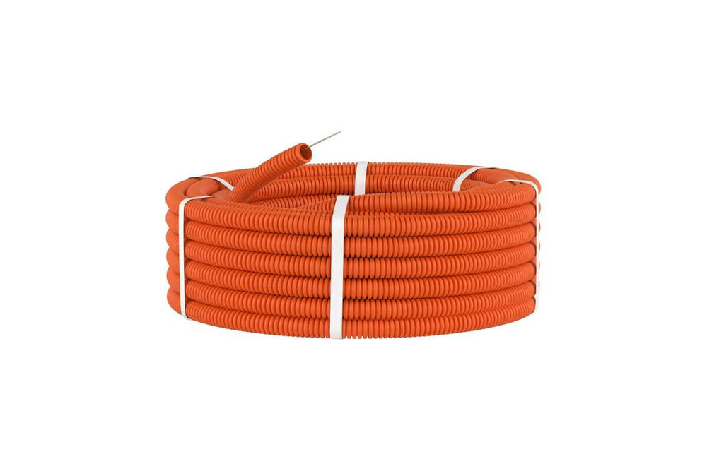 Труба ПНД гибкая гофр. D25мм, лёгкая с протяжкой, 50м, цвет оранжевый DKC