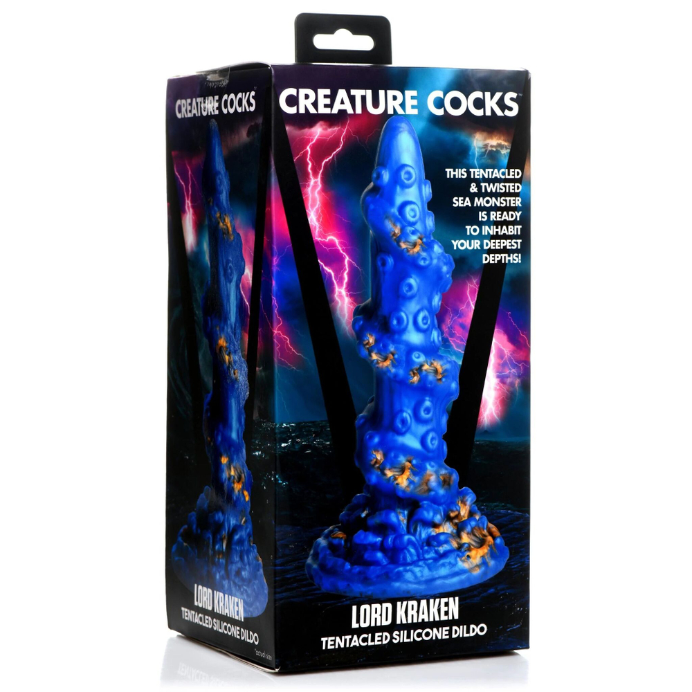 Голубой фантазийный фаллоимитатор Lord Kraken Tentacled Silicone Dildo - 21 см. (Цвет: голубой)