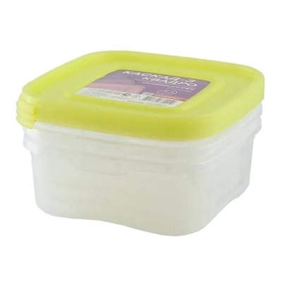 Комплект контейнеров СВЧ 1,4лквадро КАСКАД-3 цвет крышки желтый