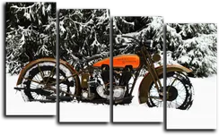 Модульная картина "Снежный мотоцикл"