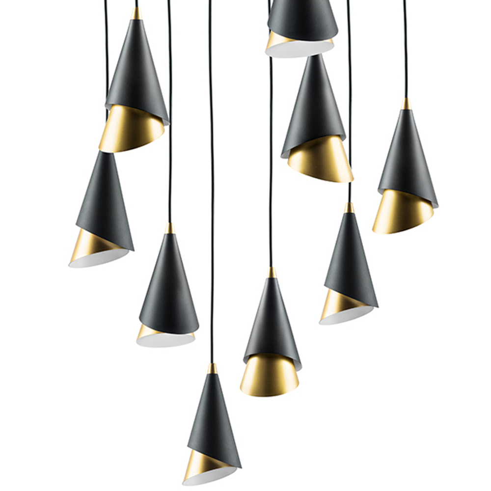757090 Люстра CONE 9х40W E14 ЧЕРНЫЙ /ЗОЛОТО