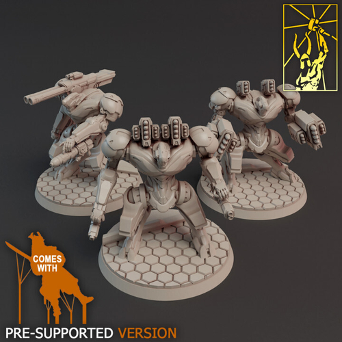 Xenos Armies Tau Empire XV8 Crisis Battlesuit Team 1 шт. миниатюра для dnd, днд, pathfinder, фентези, Настольная игра, НРИ, Варгейм, РПГ