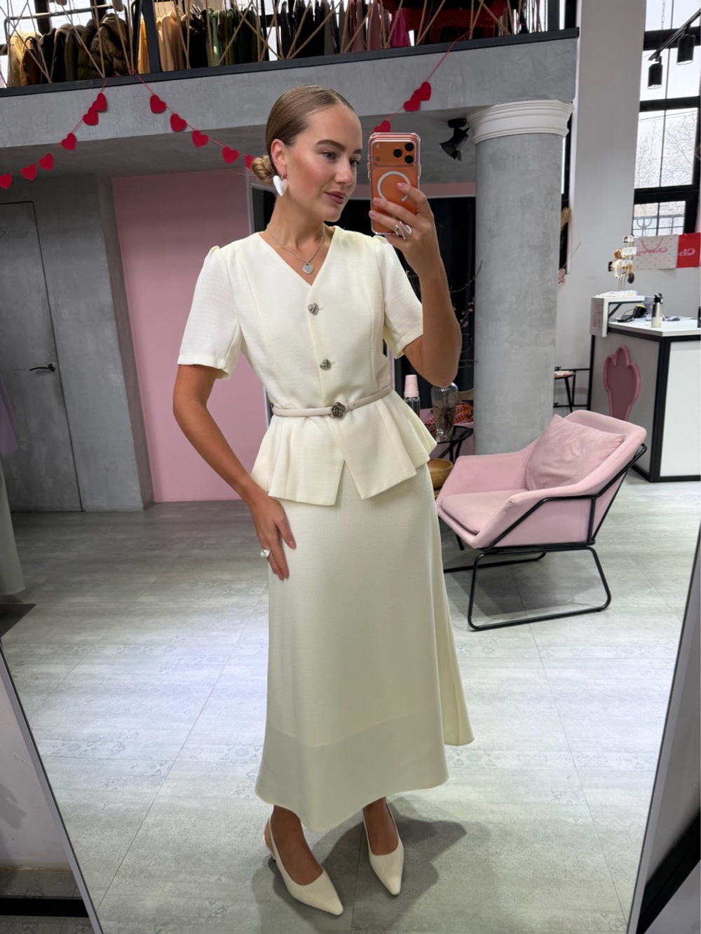 Твидовый костюм Жаклин молочный