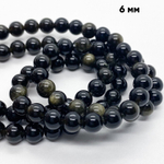 Обсидиан "Золотой" бусины, диаметр 6,3-6,5 мм, цена за 28-29 шт (1/2 нити)