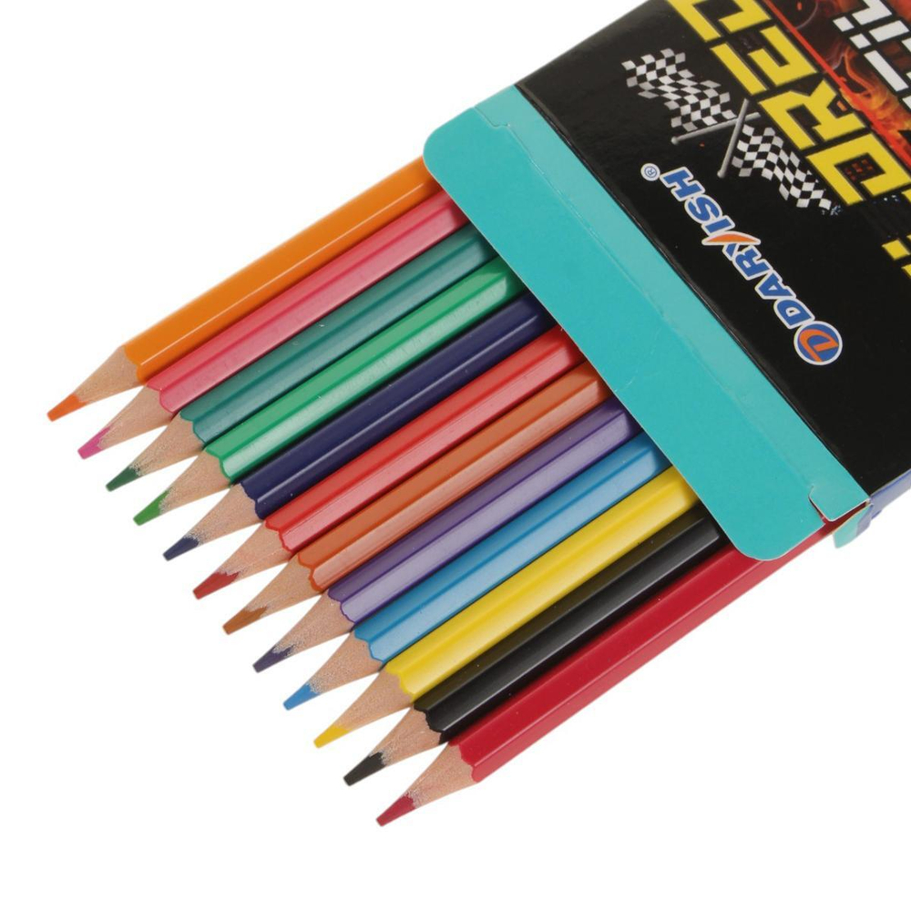 Карандаши 12цв. "Машинка" корпус пластиковый шестигранный (Darvish)