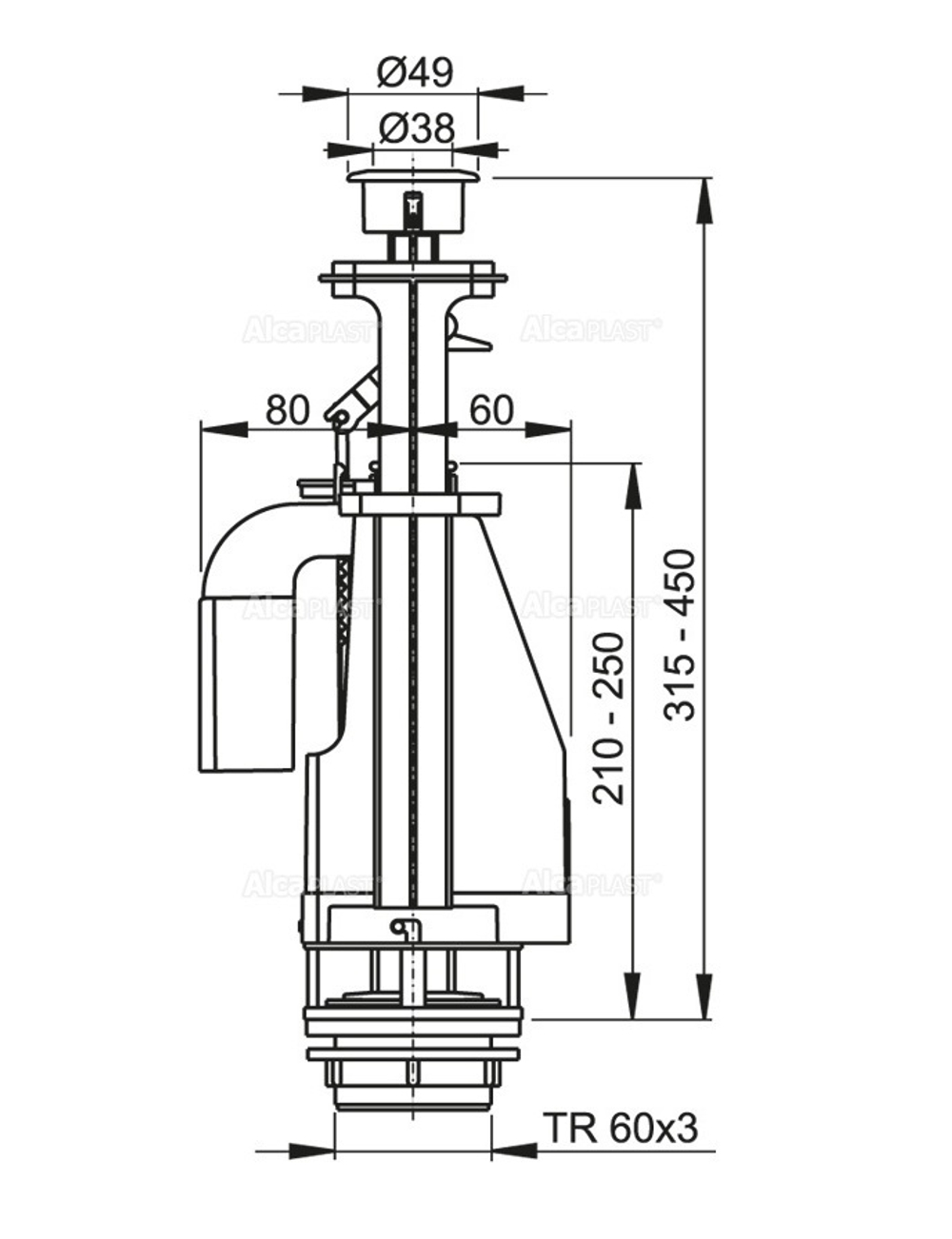 Сливной механизм A08A с двойной кнопкой
