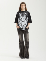 Женская Футболка Halo Purr Black Kitten Graphic Oversized