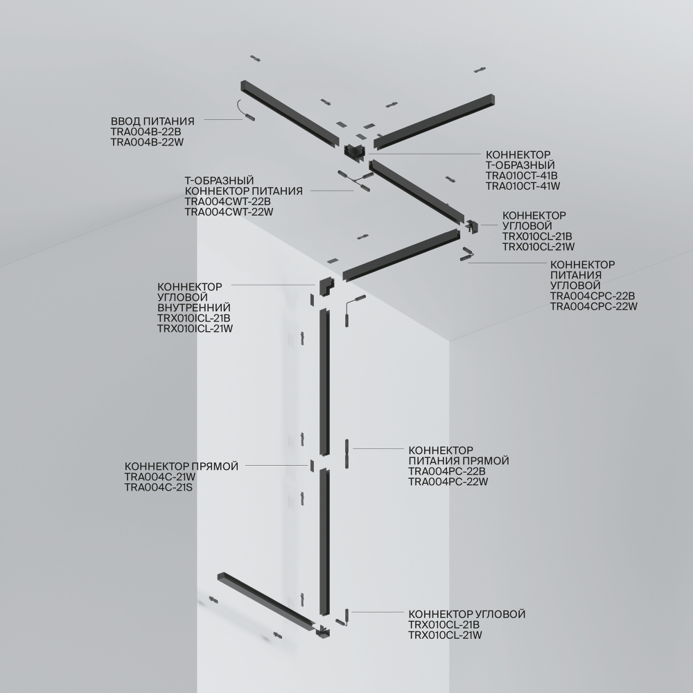 Шинопровод накладной/подвесной Technical TRX010-411W