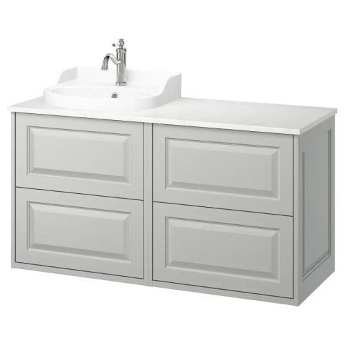 Тумба для ванной - TÄNNFORSEN / RUTSJÖN / TАNNFORSEN / RUTSJОN IKEA/ ТАНФФОРСЕН/РУСТЕН ИКЕА, 122х76 см, серый/белый