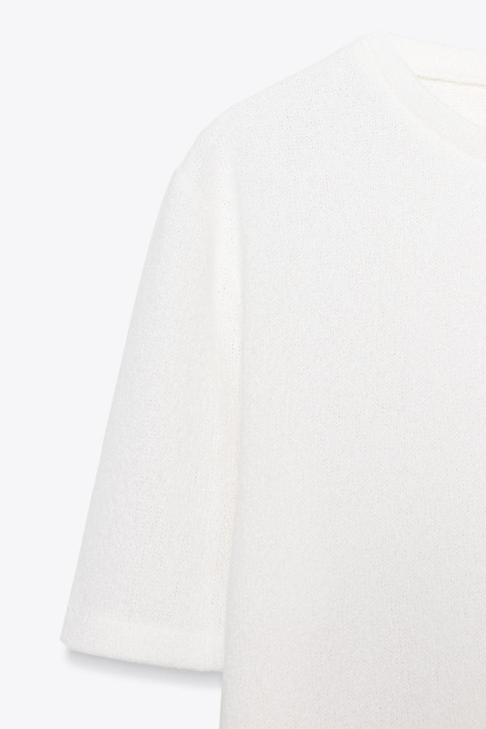 ZARA УКОРОЧЕННЫЙ ТРИКОТАЖНЫЙ ТОП, СЛОНОВАЯ КОСТЬ