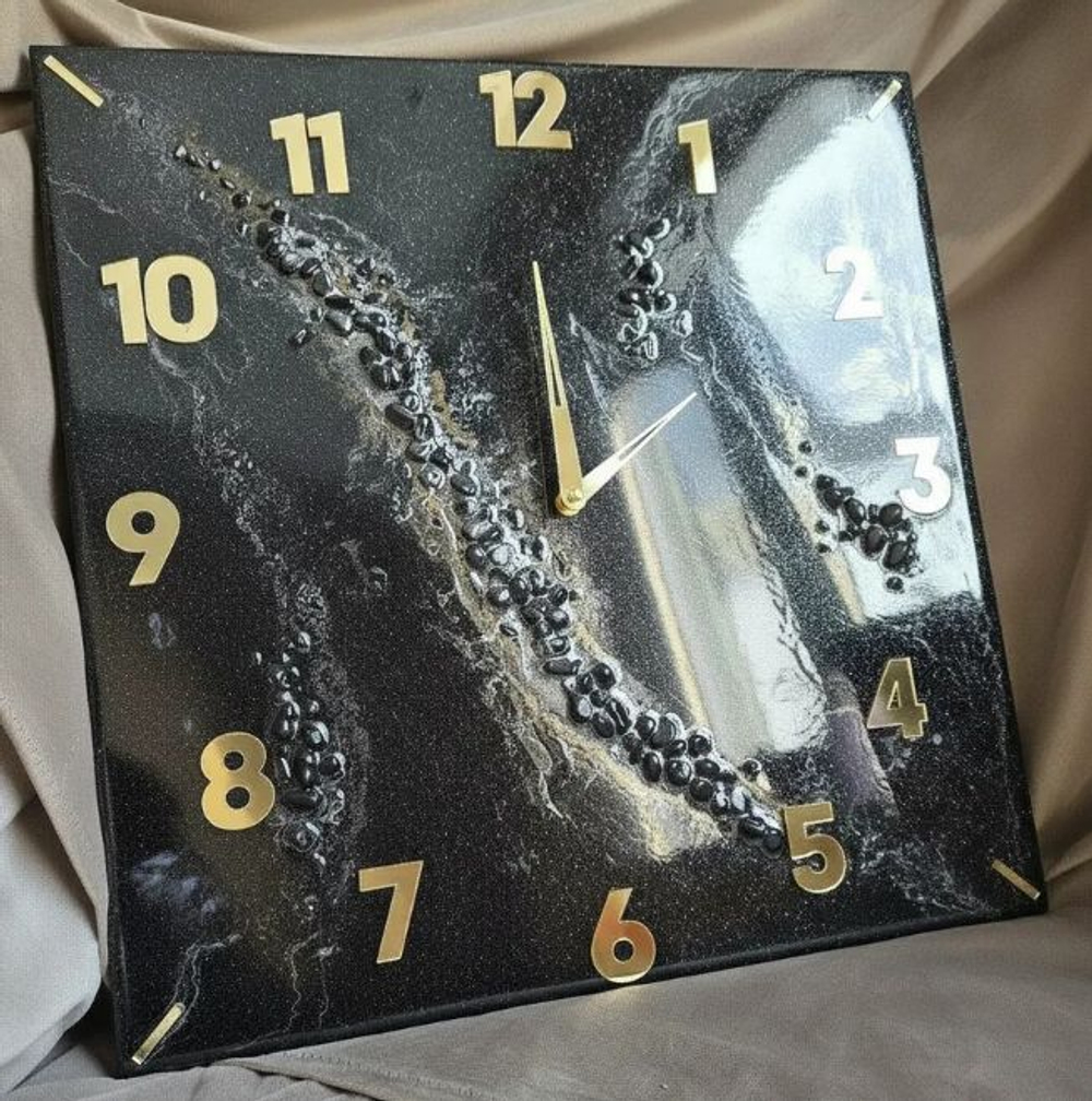 Подарочные часы — эпоксидная смола, мрамор, ручная работа