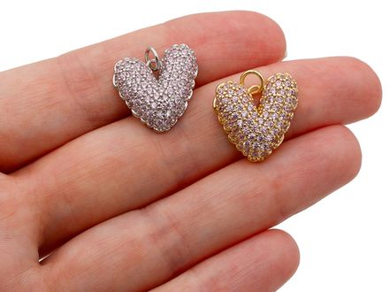Подвеска "Сердце" 17,5мм, со стразами