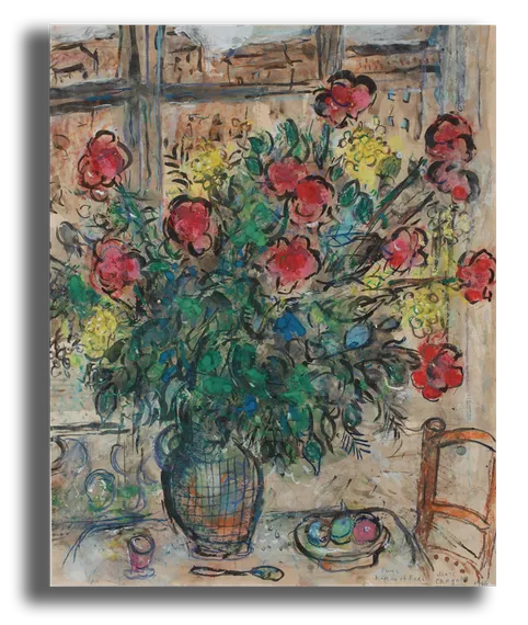 Репродукция "Шагал - Букет на фоне окна "