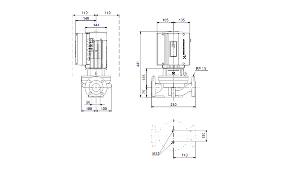 Grundfos TPE 50-120/2-S A-F-A-BUBE 1x230