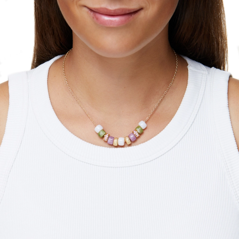 Колье Бусины – Розово-зелёное