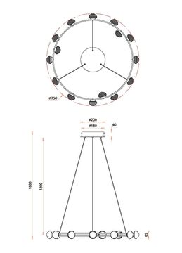 Подвесная люстра 54W 4000K 4382-15P золото Rondell Favourite