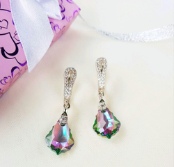 Серьги с кристаллами Сваровски на новый год