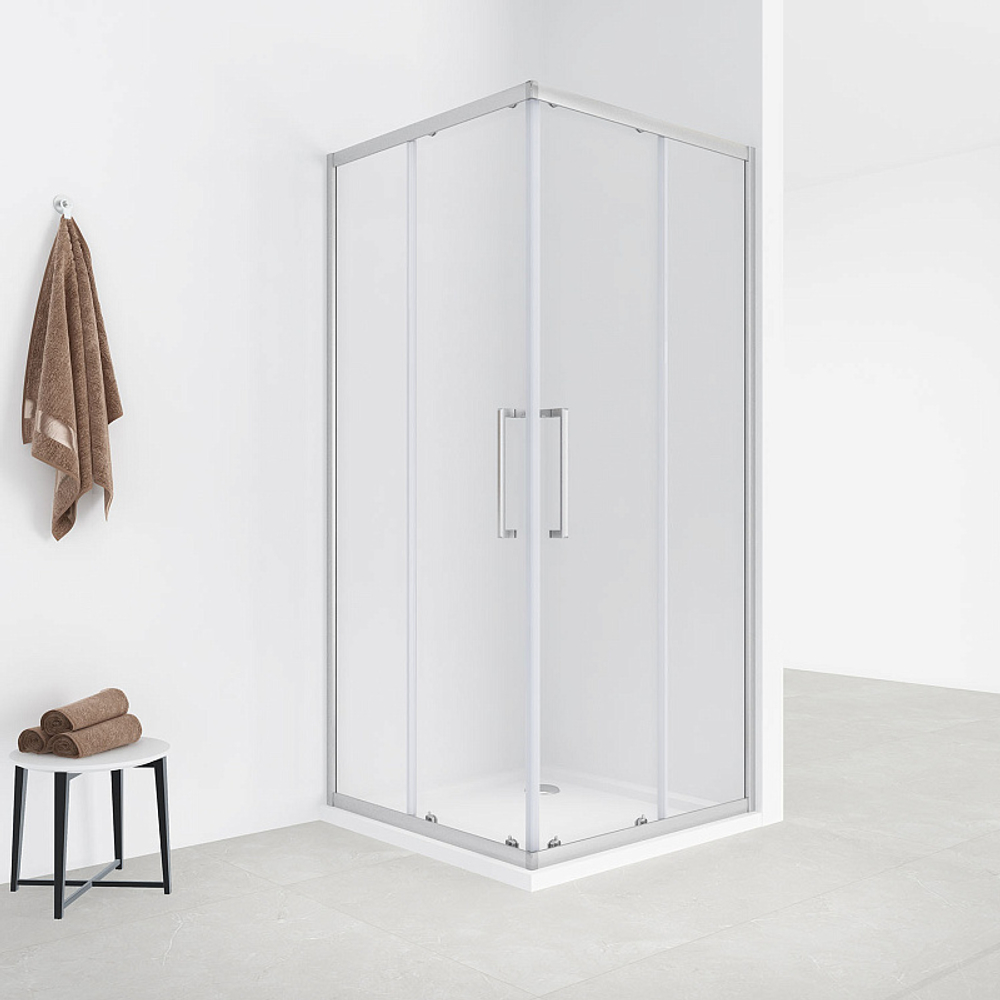 Душевое ограждение Loranto 120x80x190 раздвижная дверь, универсальная, прозрачное стекло 6 мм, профиль сатин (CS-AB01S-128)