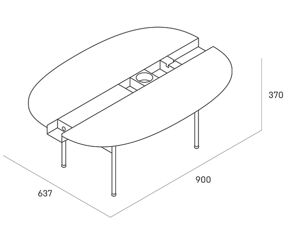 Журнальный столик Between S, 90х64х37 см, черный ясень