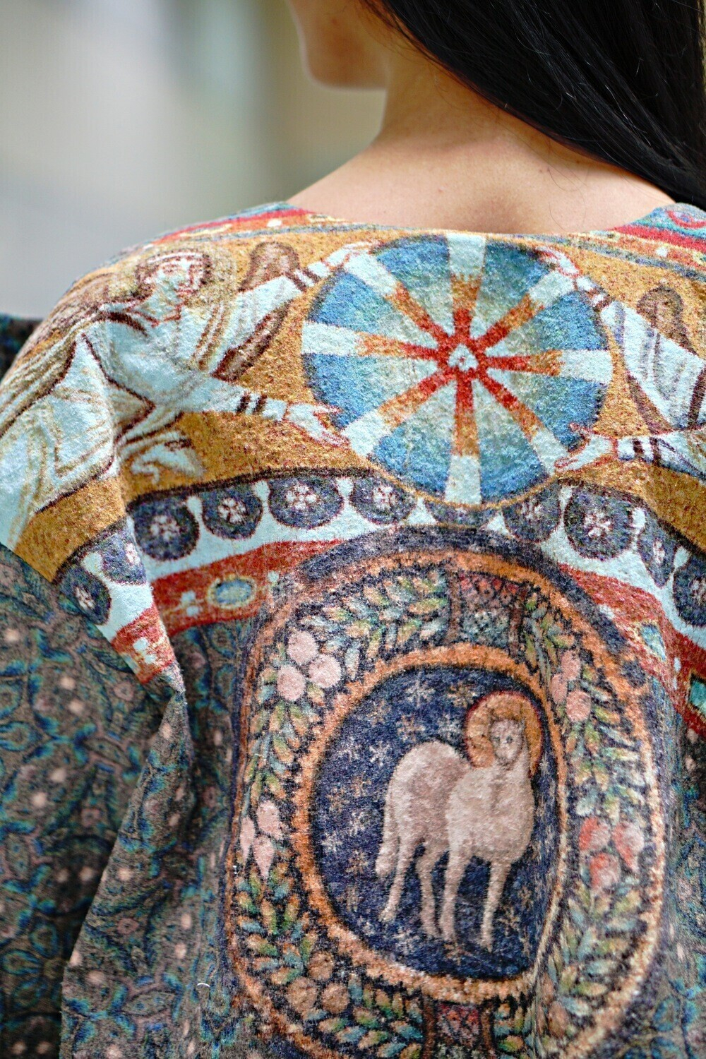 Пальто "Равенна", по мотивам византийской мозаики из базилики Святого Виталия Миланского (San Vitale) в Равенне