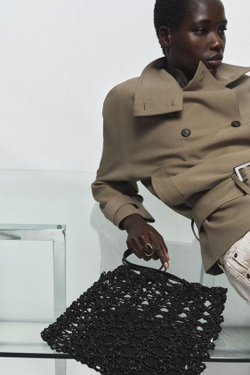 ZARA ВЯЗАНАЯ МИНИ-СУМКА-ШОПЕР, ЧЕРНЫЙ