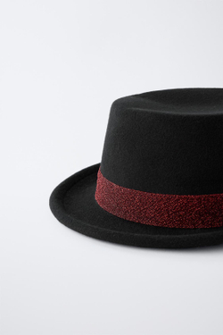 ZARA ШЛЯПА С БЛЕСТЯЩЕЙ ЛЕНТОЙ, ЧЕРНЫЙ