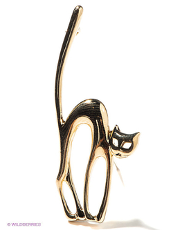 "Кот" брошь в золотом покрытии из коллекции "Животные" от Jenavi с замком булавка