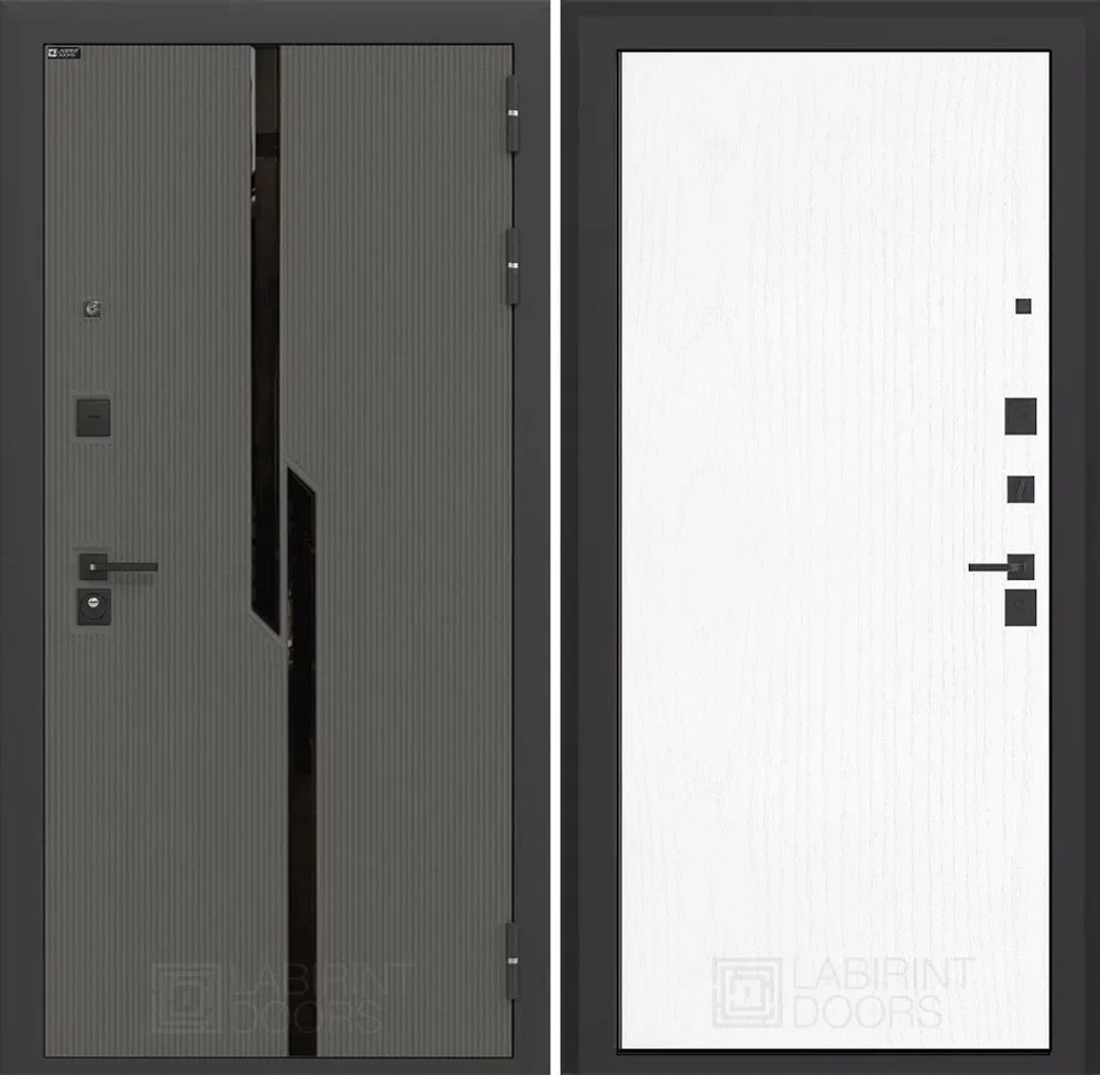 Дверь входная Лабиринт CARBON 07  Белое дерево  металлическая