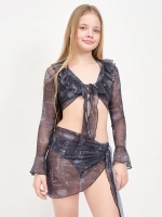 купальник раздельный 3 в 1 с накидкой и повязкой на голову