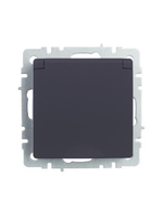 BRITE Розетка 1-местная с заземлением с защитными шторками и крышкой 16А IP44 РСбш10-3-44-БрГ графит IEK