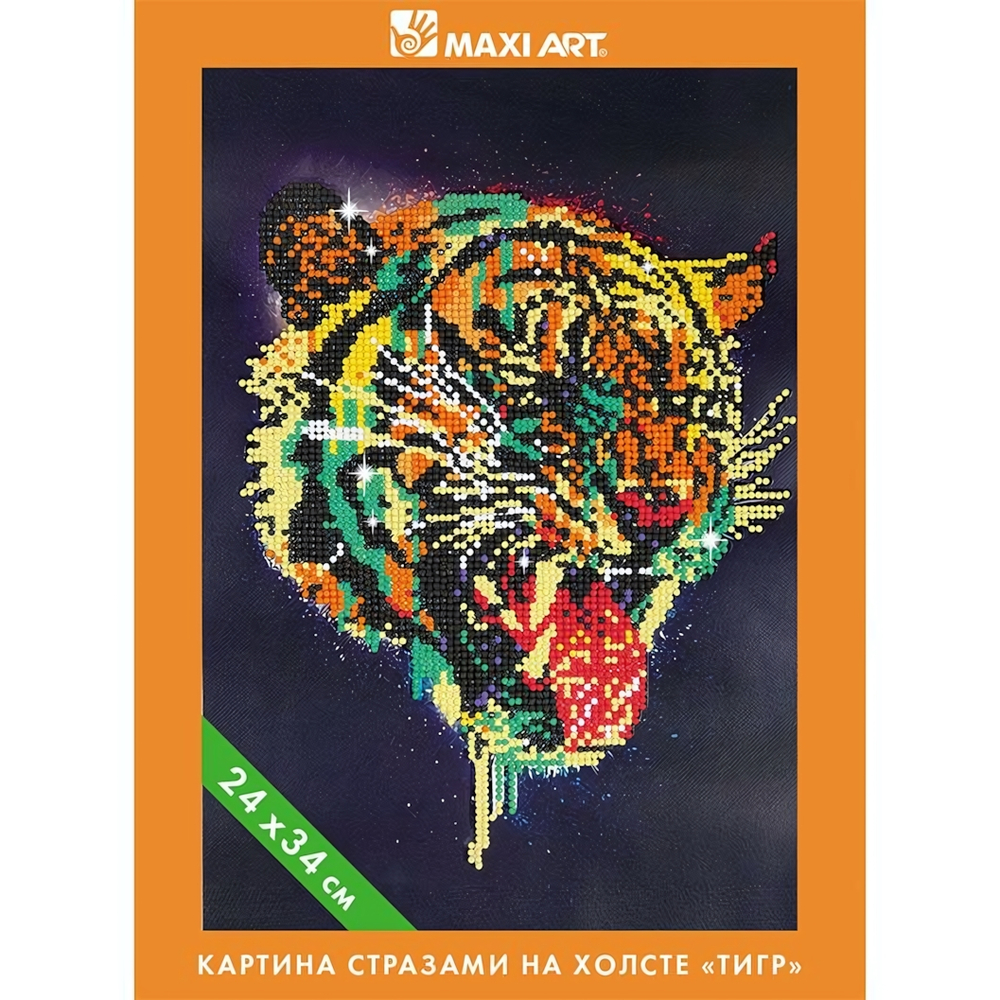 Картина стразами на холсте "Тигр" 24х34см (Maxiart)