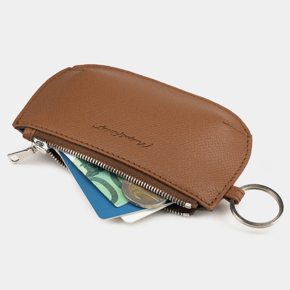 Ключница-кошелек Chatelain из кожи сафьяно, цвета карамель