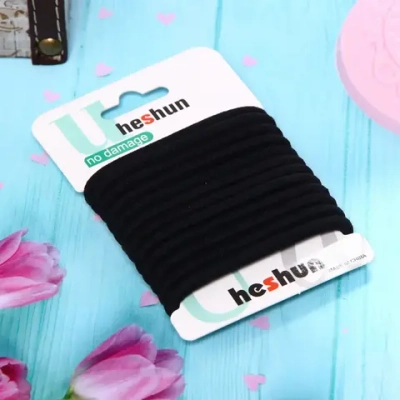 Резинки для волос 12шт на блистере «Your Style», цвет черный, d-5см●