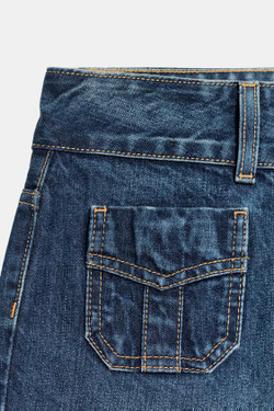 ZARA ДЖИНСЫ TRF С НИЗКОЙ ПОСАДКОЙ И КАРМАНАМИ, МОРСКОЙ СИНИЙ