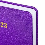 Ежедневник датированный 2023 А5 138x213 мм BRAUBERG "Sparkle", под кожу, блестки, фиолетовый, 114112